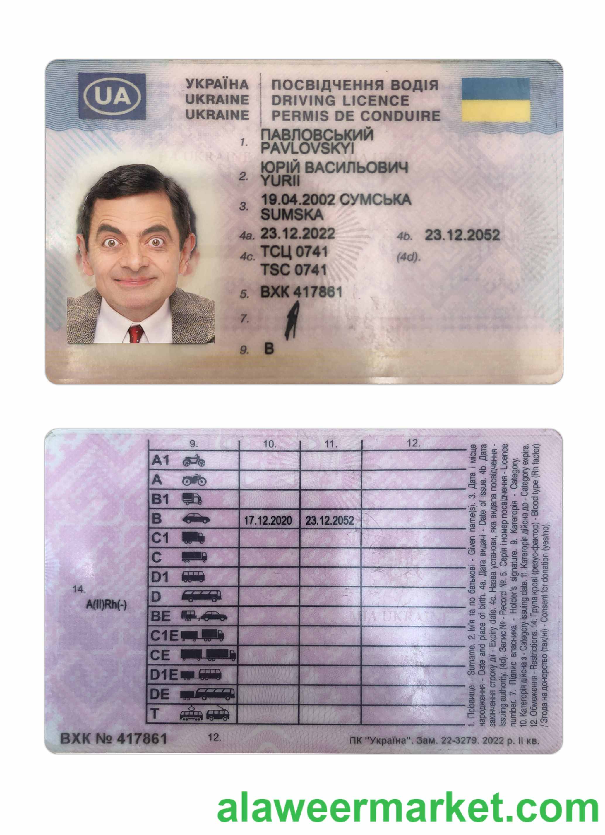 Ukraine driving license 2022-present